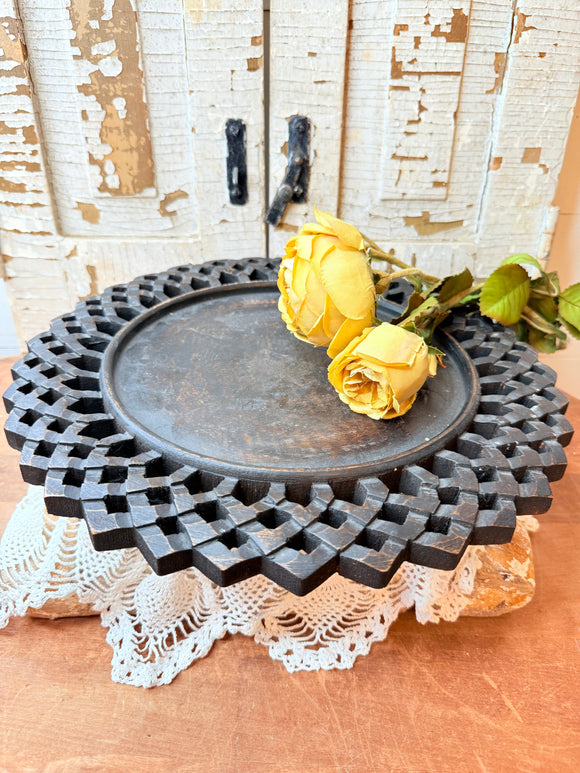 HAND CARVED WOOD RETICULATED CHARGER - 2 AVAILABLE