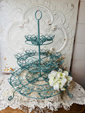 TEAL ORNATE METAL TIERED CUPCAKE HOLDER