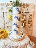 BLUE ONION IRONSTONE TEACUP AND SAUCER SET - 4 SETS AVAILABLE
