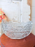 VINTAGE BRILLIANT AMERICAN CUT GLASS ETCHED OVAL BOWL