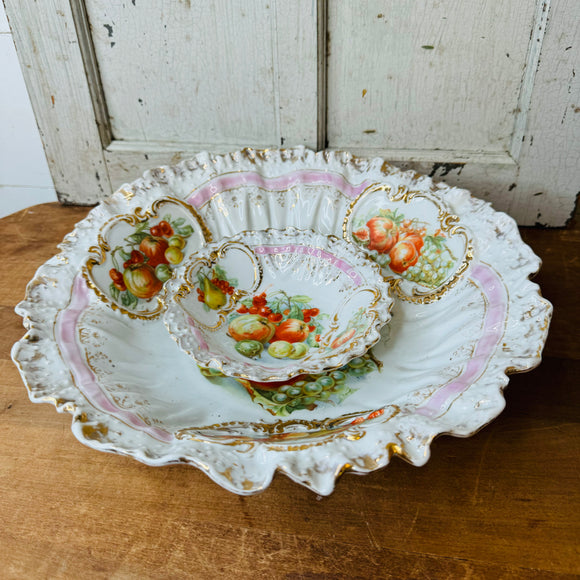 RARE GERMANY FRUIT MOTIF BOWL SET