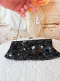 VINTAGE BLACK SQUARE SEQUINED PURSE