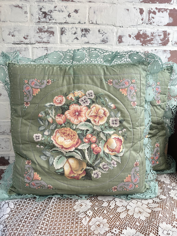 VINTAGE HANDMADE PILLOWS - FLORAL (2 AVAILABLE)