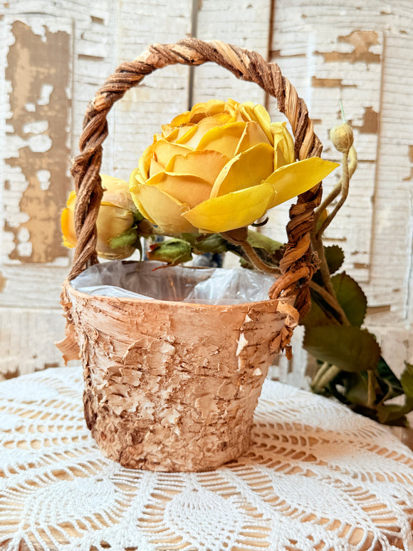 RARE VINTAGE AUTHENTIC WOOD LOG BASKET