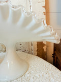 VINTAGE XL SILVER CREST MILK GLASS BANANA BOWL