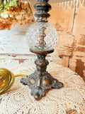 VINTAGE BRASS AND GLASS TABLE LAMP WITH SHADE - 2 AVAILABLE