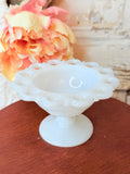 VINTAGE MILK GLASS EYELET COMPOTE