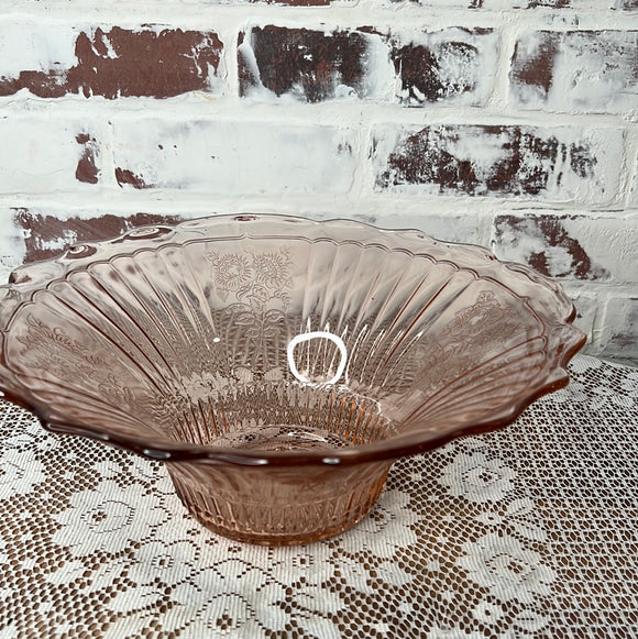 PINK DEPRESSION GLASS ANCHOR HOCKING HAT BOWL