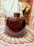 VINTAGE POTTERY BROWN LIDDED POT