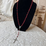 VINTAGE CROSS NECKLACE - RED