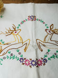 Vintage reindeer embroidered pillowcase