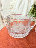 VINTAGE ETCHED GLASS SUGAR AND CREAMER SET