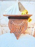 VINTAGE ORNATE HAND CARVED WOOD WALL SHELF