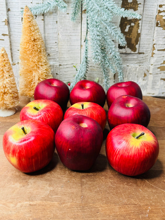 SET OF 9 FAUX BEAUTIFUL VINTAGE APPLES - 2 SETS AVAILABLE