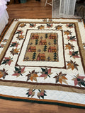 VINTAGE AUTUMN LEAVES QUILT 90x100