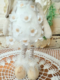 VINTAGE HANDMADE FLORAL BUNNY STATUETTE