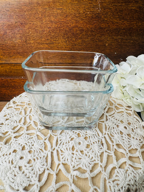 VINTAGE GLASS ANCHOR HOCKING FRIDGIES - 2 AVAILABLE