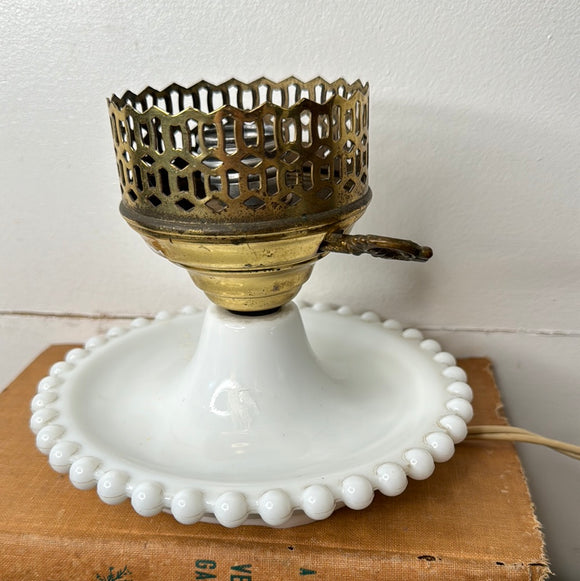 MILK GLASS HOBNAIL PLATE LAMP BASE