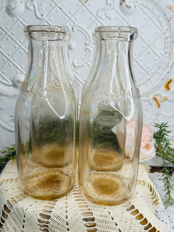 ANTIQUE GLASS MILK BOTTLE - 4 AVAILABLE