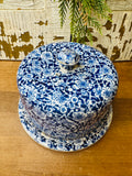 BURLEIGH ROYAL CROWNFORD CALICO BLUE AND WHITE RARE CHEESE DOME AND PLATE