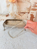 VINTAGE 3 PIECE SILVER AND GLASS BUTTER DISH