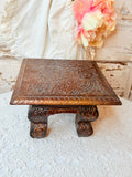 VINTAGE HANDICRAFT COPPER COATED WOOD STOOL RISER
