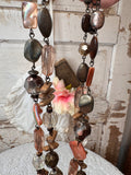 VINTAGE EARTH TONES WITH CLEAR BEAD NECKLACE