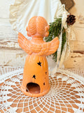 VINTAGE TERRA COTTA ANGEL TEA LIGHT CANDLE HOLDER