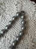 LONG VINTAGE SILVERY PEARL NECKLACE