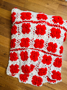 RED AND WHITE VINTAGE AFGHAN