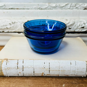 SET OF 2 COBALT BLUE VINTAGE CONDIMENT BOWLS