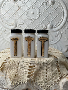 MILK GLASS SPICE SHAKER SET