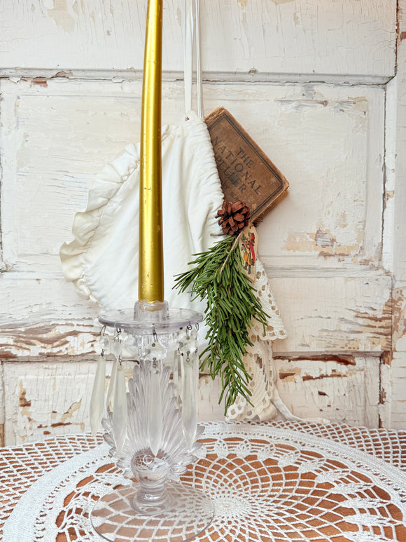 ANTIQUE CRYSTAL CANDELABRA- 2 AVAILABLE