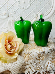 HANDBLOWN GLASS GREEN PEPPER FRUIT - 2 AVAILABLE