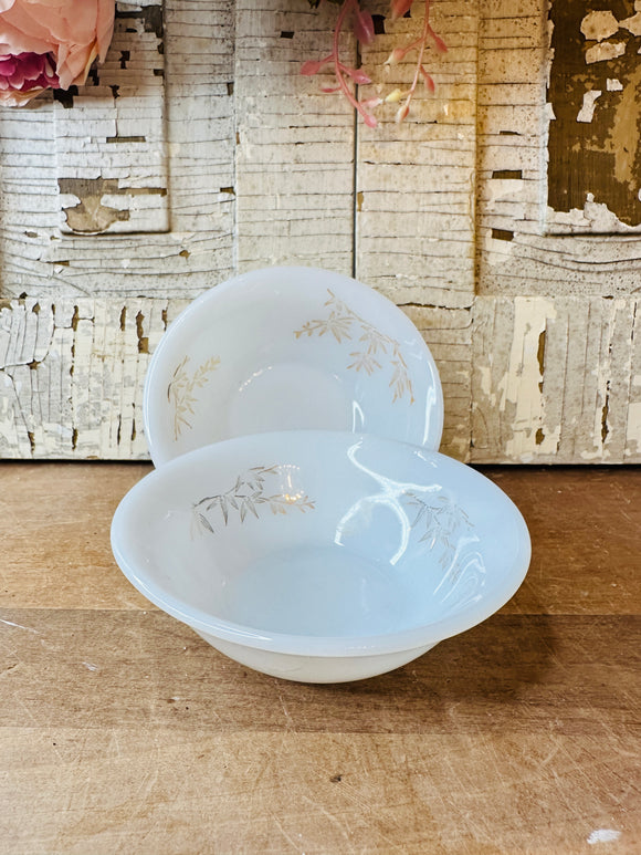 SET OF 2 MILK GLASS DETAILED VINTAGE BOWLS