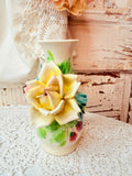 VINTAGE ITALY YELLOW ROSE VASE