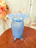 1920S BLUE OPALESCENT ENGLISH HOBNAIL FOOTED VASE