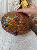VINTAGE CARNIVAL GLASS FOOTED BOWL