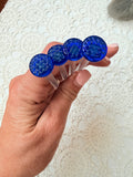 SET OF 4 VINTAGE COBALT BLUE ART GLASS TOP BAR STIRRERS