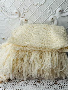 TASSEL VINTAGE HANDMADE CREAM SCARF