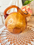 VINTAGE CAMBRIDGE AMBER GLASS TILT PITCHER