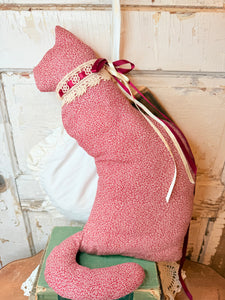 HANDMADE VINTAGE MATERIAL CAT PILLOW