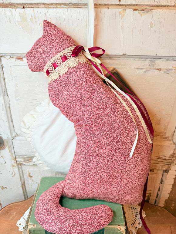 HANDMADE VINTAGE MATERIAL CAT PILLOW
