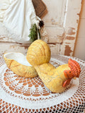 VINTAGE CRAZED ROOSTER BOWL AND LID