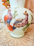 VINTAGE FROSTED GLASS PHEASANT VASE LARGE