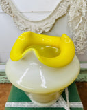 RARE LARGE DAFFODIL YELLOW FENTON VINTAGE UNIQUE ORNATE VASE