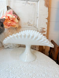 VINTAGE XL SILVER CREST MILK GLASS BANANA BOWL