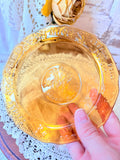 VINTAGE AMBER YELLOW GLASS DETAILED MOTHER GOOSE BOWL