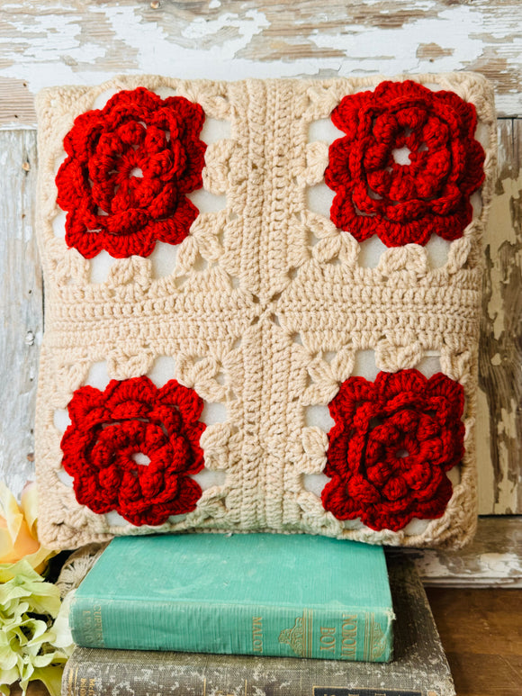 ROSETTE HANDMADE THROW PILLOW - CREAM