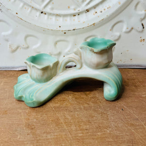 VINTAGE WELLER POTTERY DOUBLE CANDLESTICK HOLDER - 2 AVAILABLE